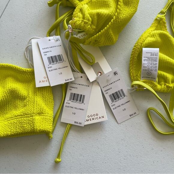NWT Good American Neon Bright Yellow Bikni Swim Bathing Suit Set beach pool MED - Picture 8 of 9